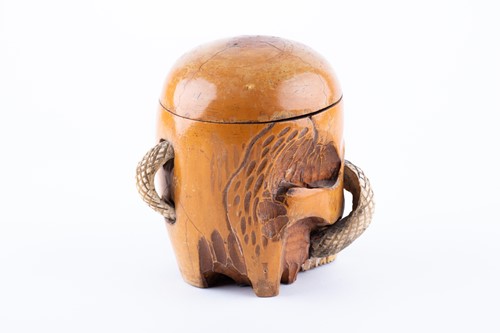 Lot 211 - An unusual Chinese skull shaped carved boxwood...