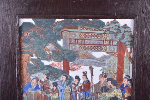 Lot 549 - A Chinese porcelain famille rose plaque,...