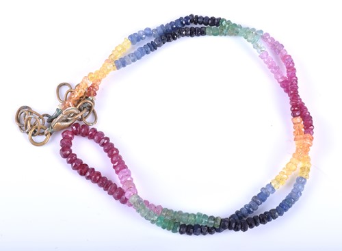 Lot 410 - A multi-coloured gemstone necklace, formed of...