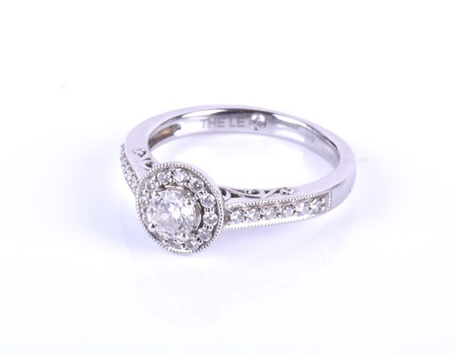 Lot 423 - A white gold and diamond engagement ring,...