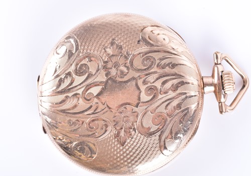 Lot 467 - A gilt metal open-faced pocket watch with...