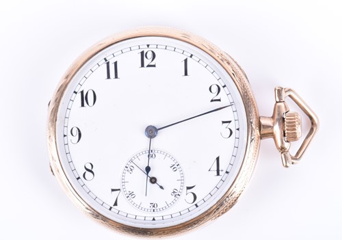 Lot 467 - A gilt metal open-faced pocket watch with...
