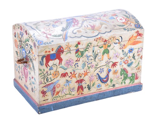 Lot 519 - A Victorian hand painted pine toy chest, with...