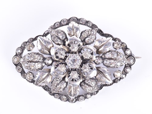 Lot 165 - A Victorian silver and paste brooch of floral...