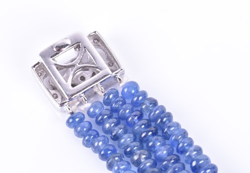 Lot 77 - A sapphire and diamond bracelet four rows of...