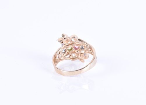 Lot 185 - A 9ct yellow gold, diamond and multi-coloured...