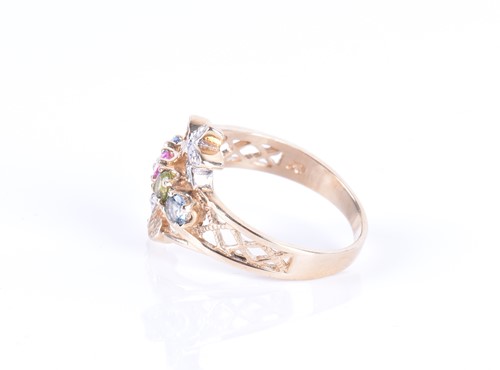 Lot 185 - A 9ct yellow gold, diamond and multi-coloured...
