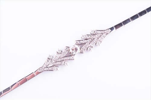 Lot 397 - AnÂ 18ct white gold and diamondÂ bracelet...