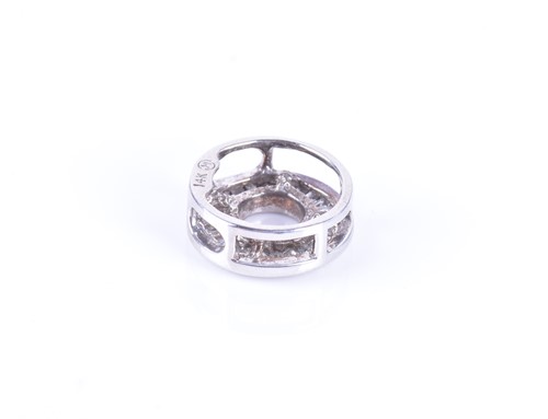 Lot 293 - A pair of 14ct white gold and diamond halo...