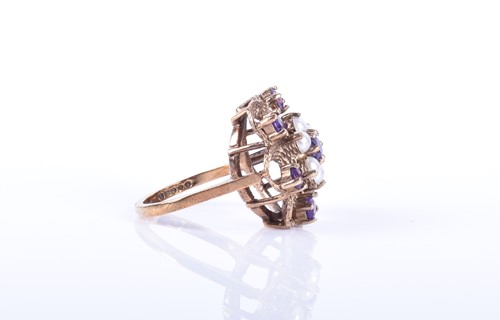 Lot 329 - A late 1960s 9ct yellow gold, amethyst, and...