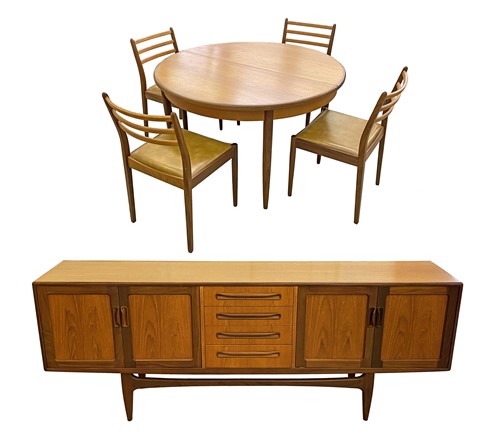 Lot 513 - A G-Plan dining suite comprising table, four...