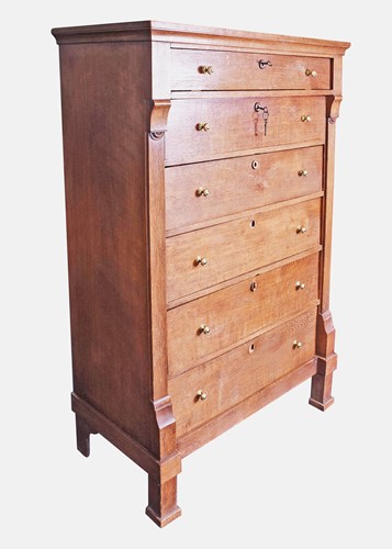 Lot 511 - A 19th century oak tall chest of drawers,...