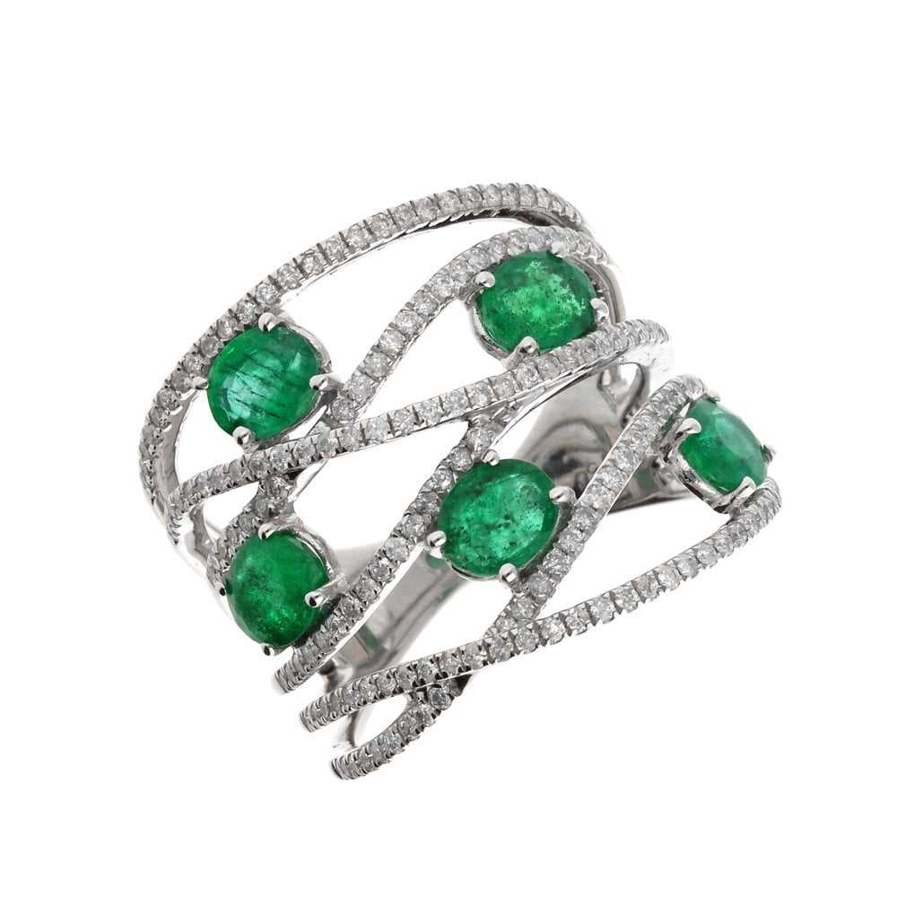 Lot 107 - Frost of London. An 18ct white gold, emerald...