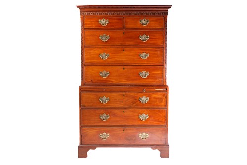 Lot 292 - A George III mahogany chest on chest, with...