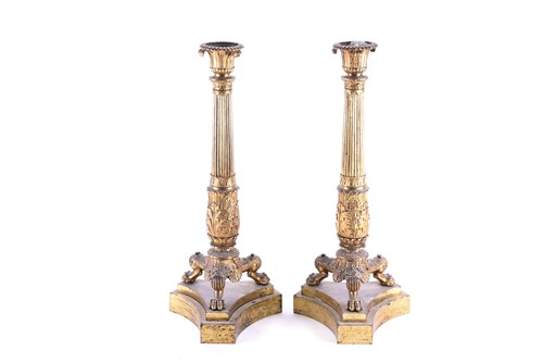 Lot 460 - A pair of French Empire gilt bronze...