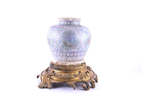 Lot 410 - An Iznik earthenware vase on ormolu mount,...