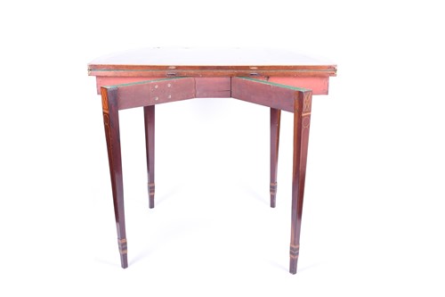 Lot 97 - A 19th century mahogany foldover card table,...