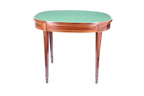 Lot 97 - A 19th century mahogany foldover card table,...