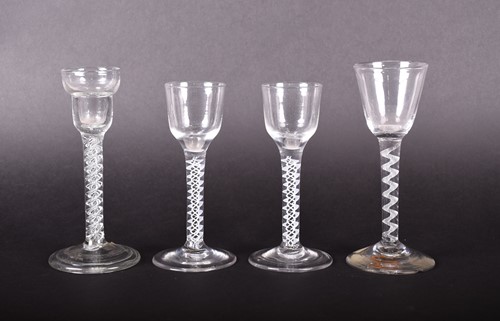 Lot 455 - A near pair of 18th century style wine glasses,...
