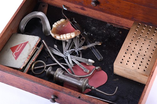 Lot 483 - A Dentists portable bank of drawers, early...