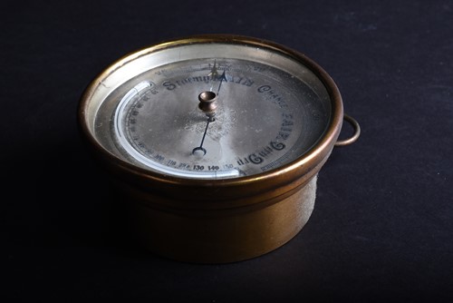 Lot 375 - A late 19th century brass cased barometer,...