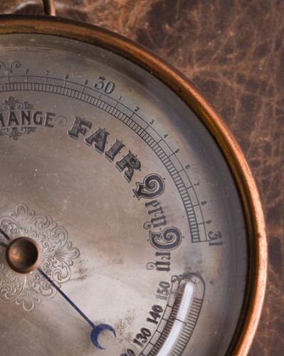 Lot 375 - A late 19th century brass cased barometer,...