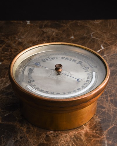 Lot 375 - A late 19th century brass cased barometer,...