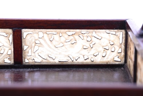 Lot 269 - A Chinese hongmu tray with pierced and carved...