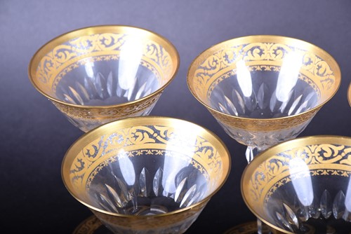 Lot 435 - A set of ten St Louis crystal glass champagne...