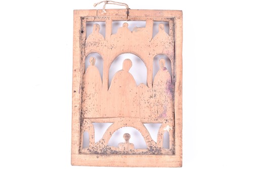 Lot 469 - A 19th century Russian carved wood icon with...