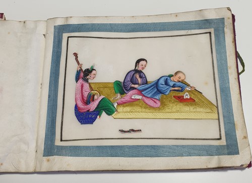Lot 258 - A 19th century album of Chinese watercolours...