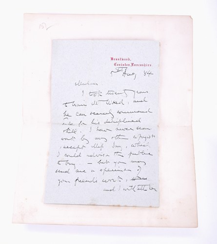 Lot 485 - An autographed letter from John Ruskin...