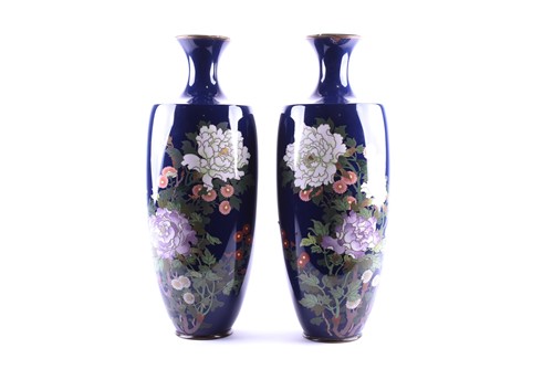 Lot 260 - A pair of Japanese cloisonne vases, late Meiji...