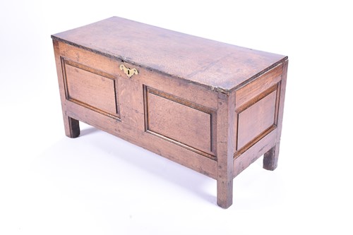 Lot 165 - An 18th century oak coffer, with a single...