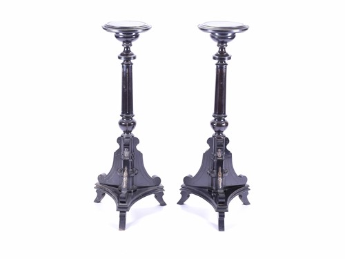 Lot 112 - A pair of Victorian Aesthetic period ebonised...