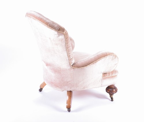 Lot 150 - A Victorian upholstered armchair, with button...