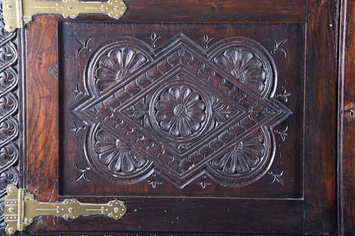 Lot 90 - A 19th century oak side cabinet / court...