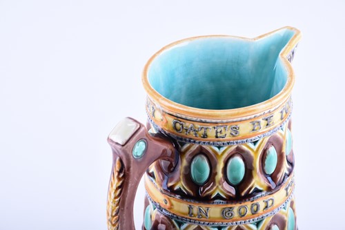 Lot 413 - A Victorian majolica caterer jug designed by...