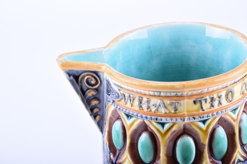 Lot 413 - A Victorian majolica caterer jug designed by...