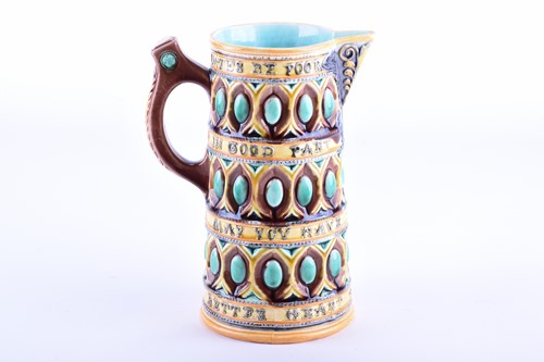 Lot 413 - A Victorian majolica caterer jug designed by...