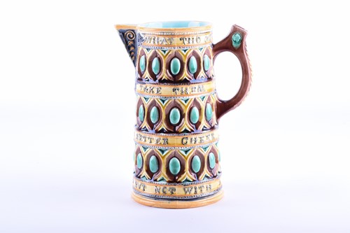 Lot 413 - A Victorian majolica caterer jug designed by...
