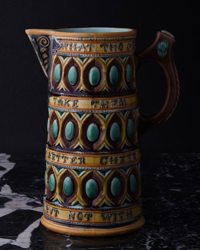 Lot 413 - A Victorian majolica caterer jug designed by...