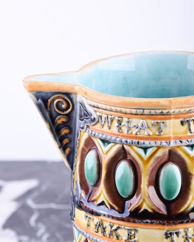 Lot 413 - A Victorian majolica caterer jug designed by...