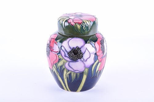 Lot 423 - A Moorcroft 'Anemone Tribute' pattern ginger...