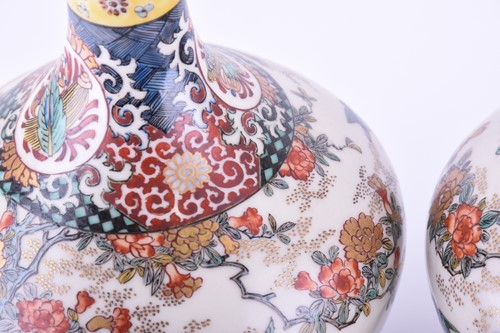 Lot 244 - A pair of Japanese Kutani vases, late Meiji,...