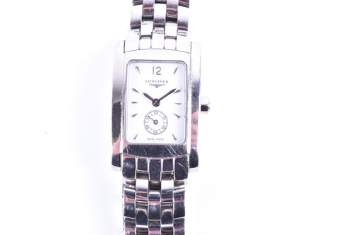 Lot 525 - A Longines ladies stainless steel wristwatch,...