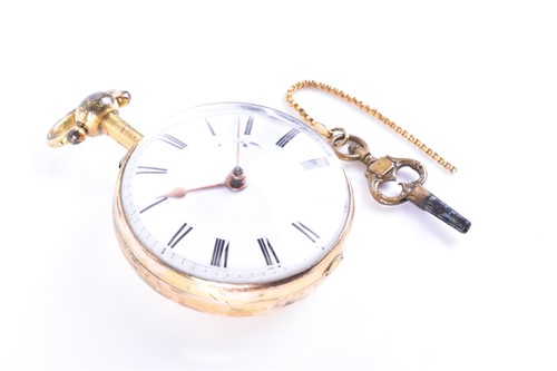 Lot 387 - A Georgian pair cased pocket watch by James...
