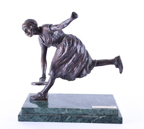 Lot 461 - A bronzed composite study of a tennis player,...