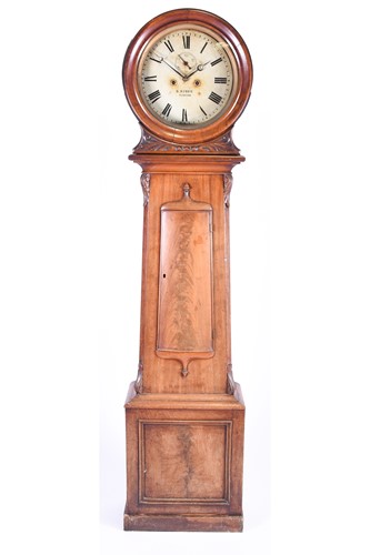 Lot 516 - A 19th century walnut drumhead longcase clock,...
