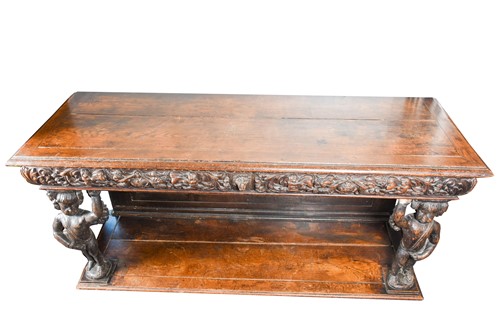 Lot 179 - An early 19th century carved oak console table,...